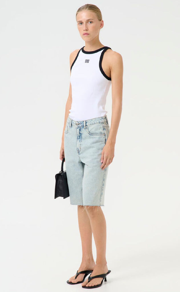 Gestuz Top - Drew Contrast Logo - Bright White