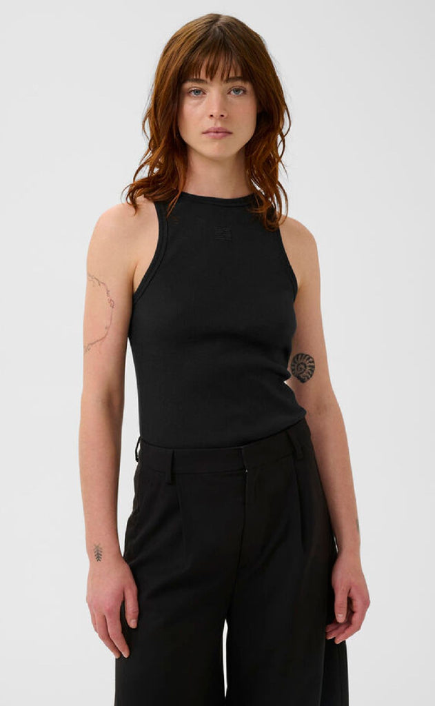 Gestuz Top - Drew Logo Tank 2.0 - Black