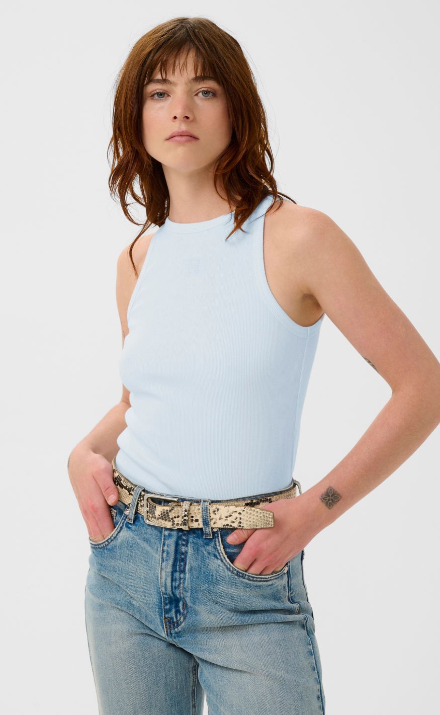 Gestuz Top - Drew Logo Tank 2.0 - Blue Finch