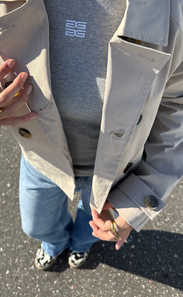 Gestuz Top - Drew Mel Logo - Grey Melange