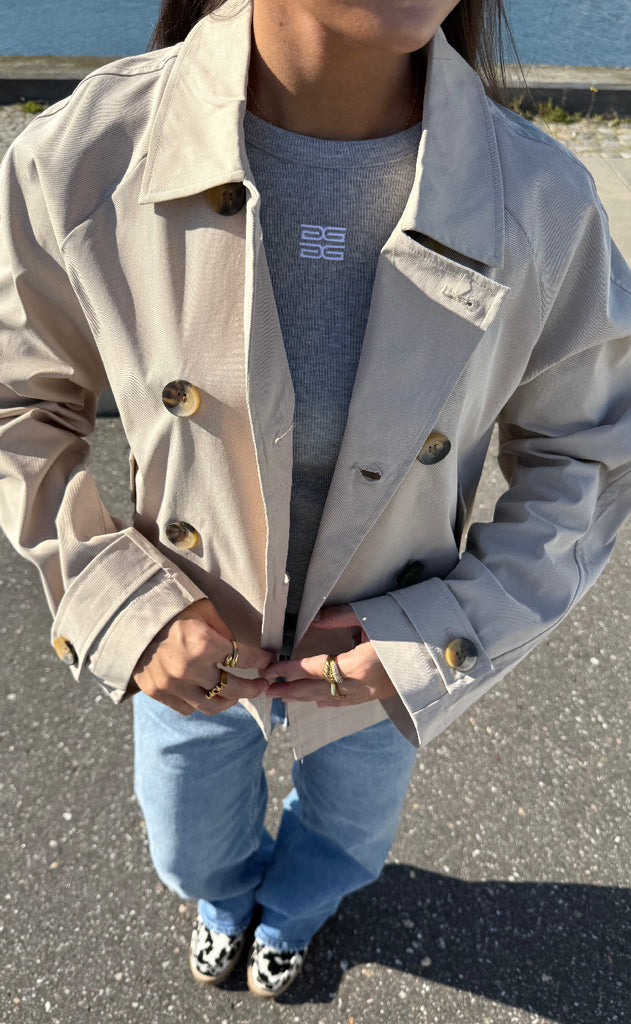 Gestuz Top - Drew Mel Logo - Grey Melange