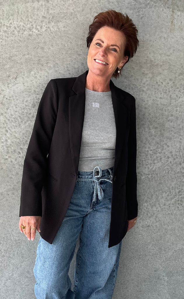 Gestuz Top - Drew Mel Logo - Grey Melange