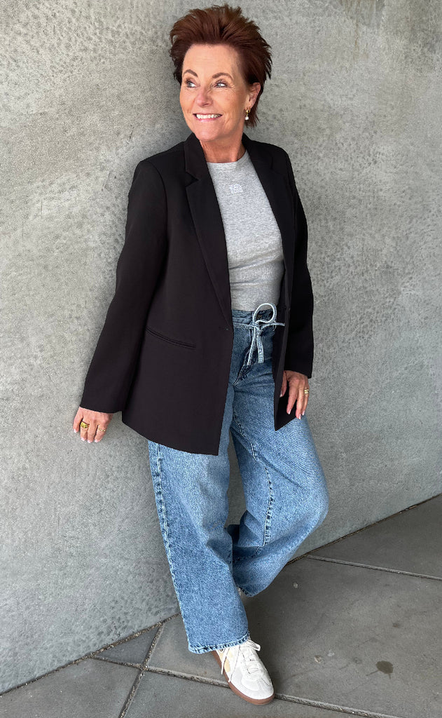 Gestuz Top - Drew Mel Logo - Grey Melange