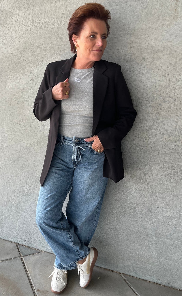 Gestuz Top - Drew Mel Logo - Grey Melange