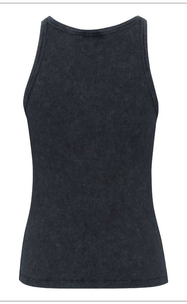 Gestuz Top - Drew Washed Logo - Grey washed