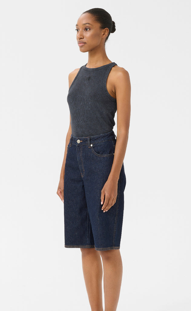 Gestuz Top - Drew Washed Logo - Grey washed