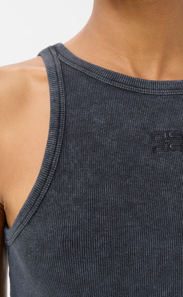 Gestuz Top - Drew Washed Logo - Grey washed