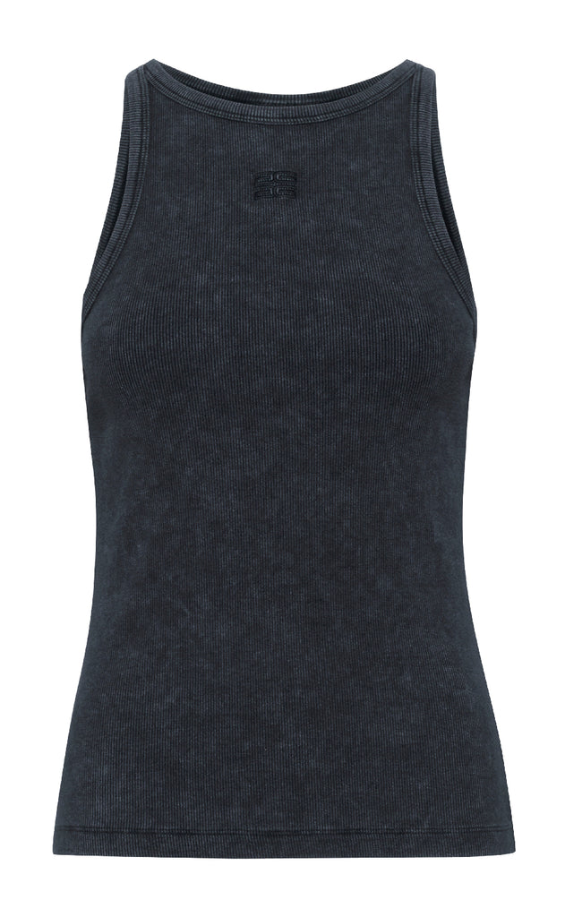 Gestuz Top - Drew Washed Logo - Grey washed