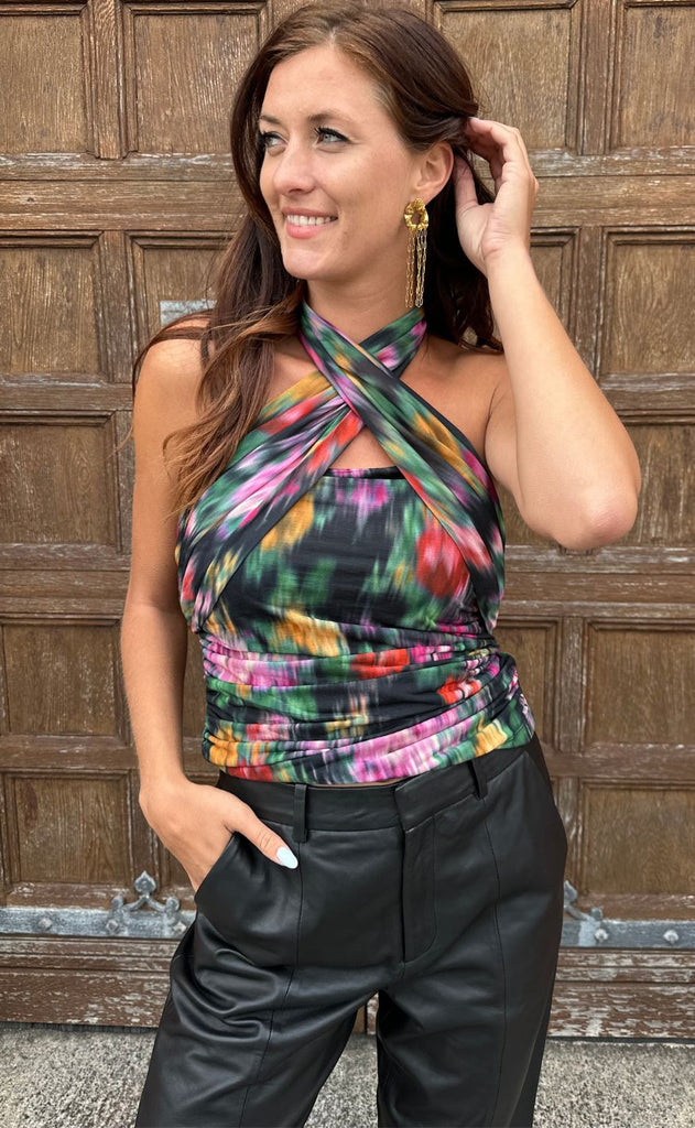 Gestuz Top - Fadia - Red Faded Flower