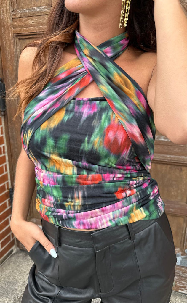 Gestuz Top - Fadia - Red Faded Flower