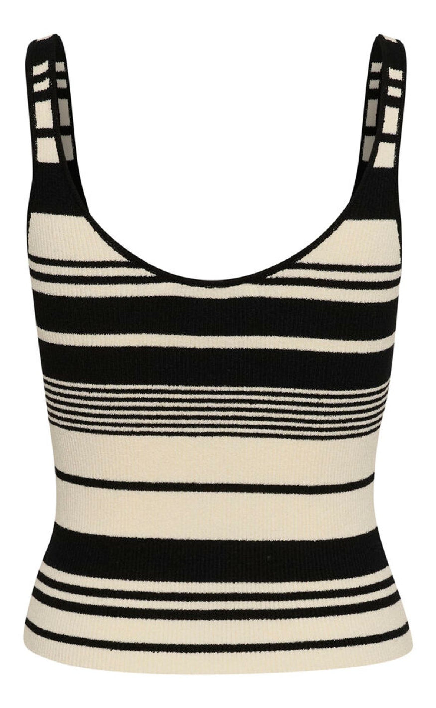 Gestuz Top - Stela - Black/Birch striped
