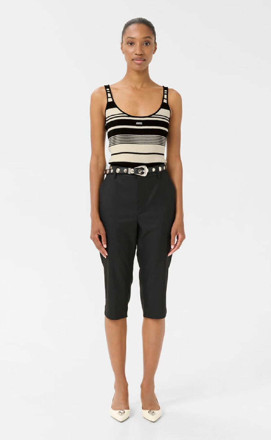Gestuz Top - Stela - Black/Birch striped