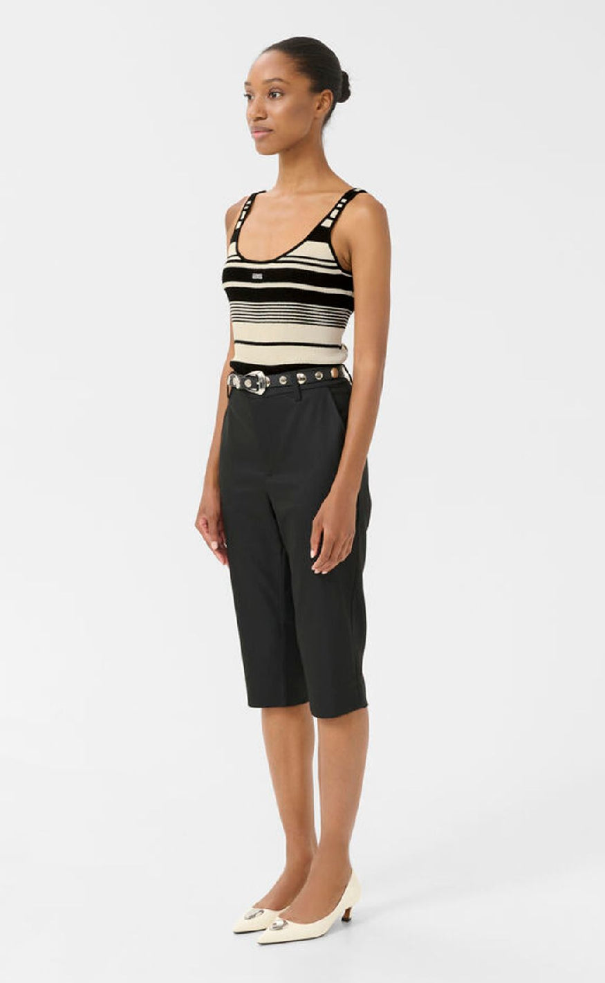 Gestuz Top - Stela - Black/Birch striped