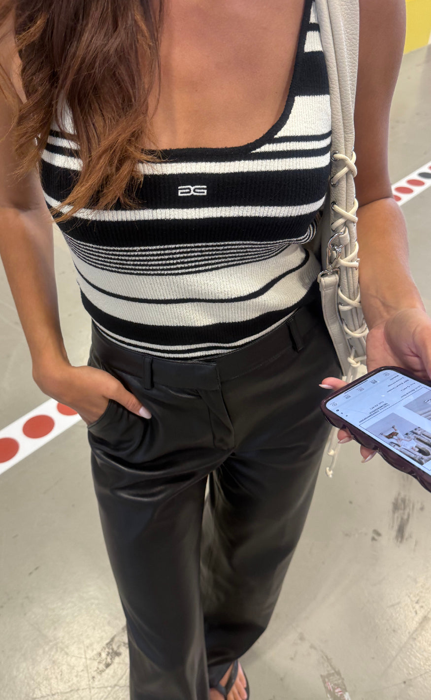 Gestuz Top - Stela - Black/Birch striped