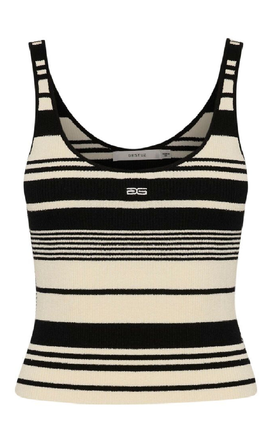 Gestuz Top - Stela - Black/Birch striped