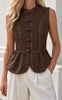 Say INA Copenhagen Top / Vest - Ginni - Dark Brown Broderi Anglaise