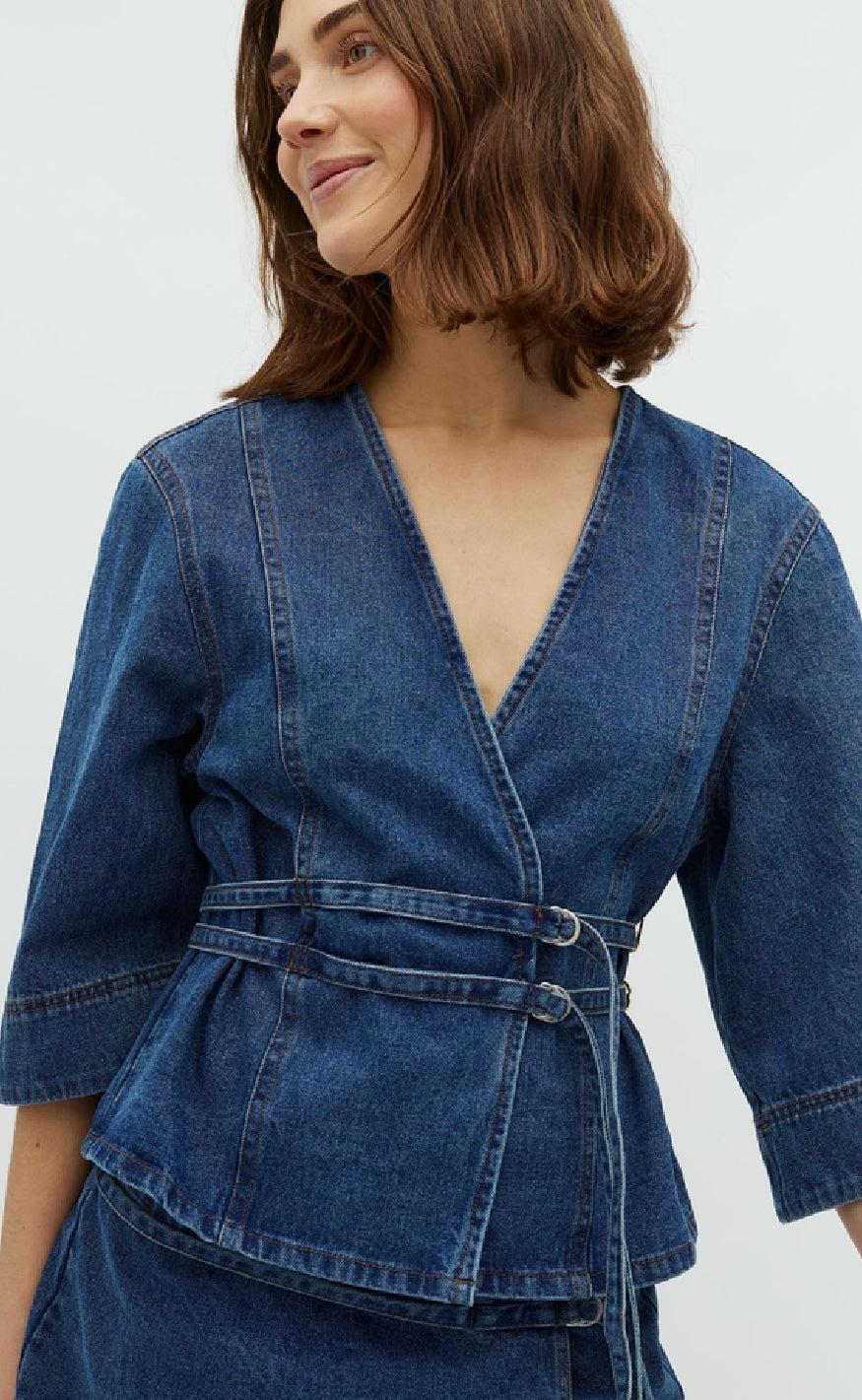 Global Funk Bluse - Merie SS - Vintage Blue Wash