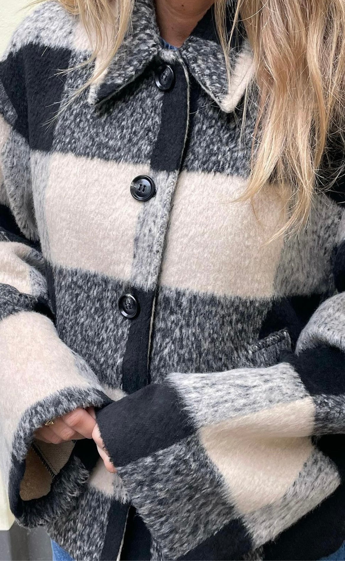 Global Funk Jakke - Zora-G - Black Beige Check