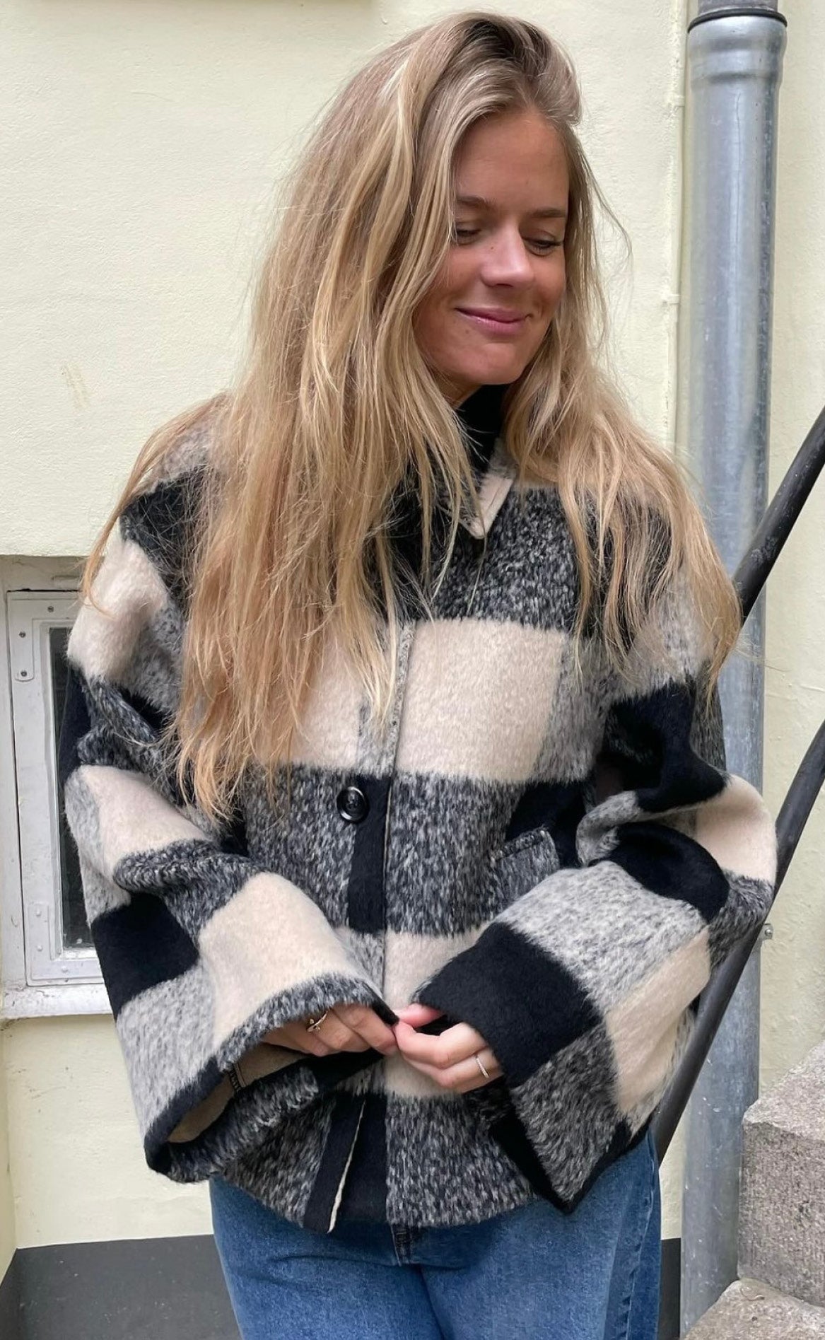 Global Funk Jakke - Zora-G - Black Beige Check