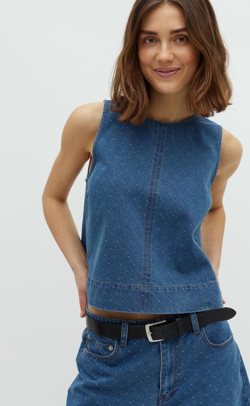 Global Funk Top - Rihne-G - Midt Blue Dot