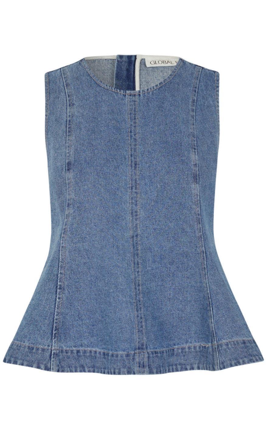 Global Funk Top - Rihne Peplum-G - Midt Vintage Brushing