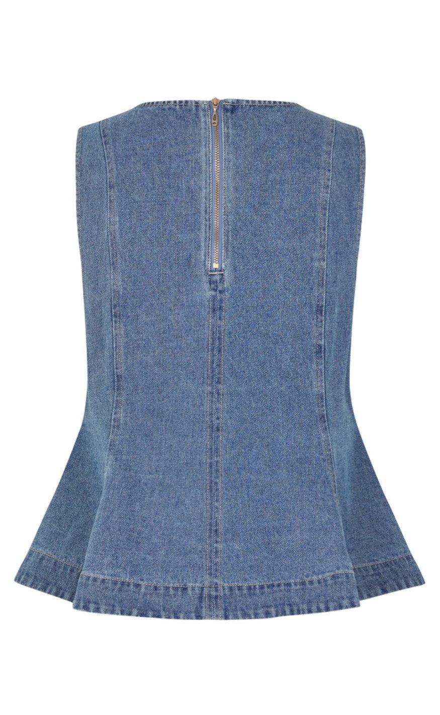 Global Funk Top - Rihne Peplum-G - Midt Vintage Brushing