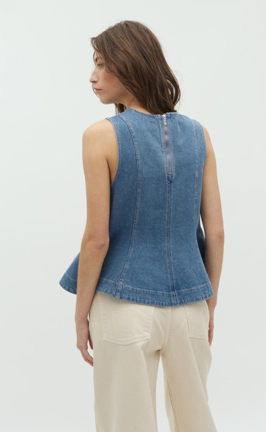 Global Funk Top - Rihne Peplum-G - Midt Vintage Brushing