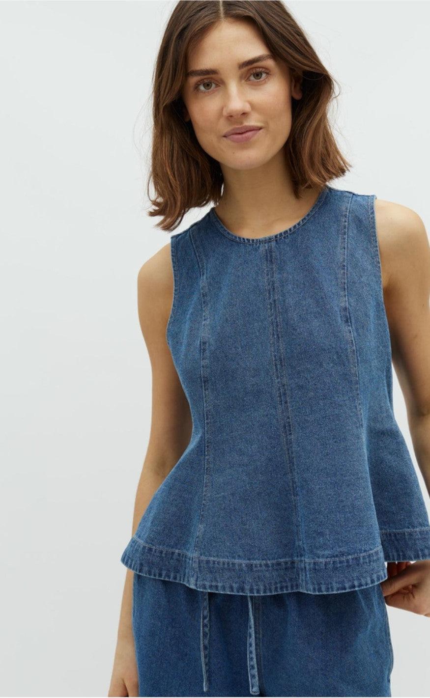 Global Funk Top - Rihne Peplum-G - Midt Vintage Brushing