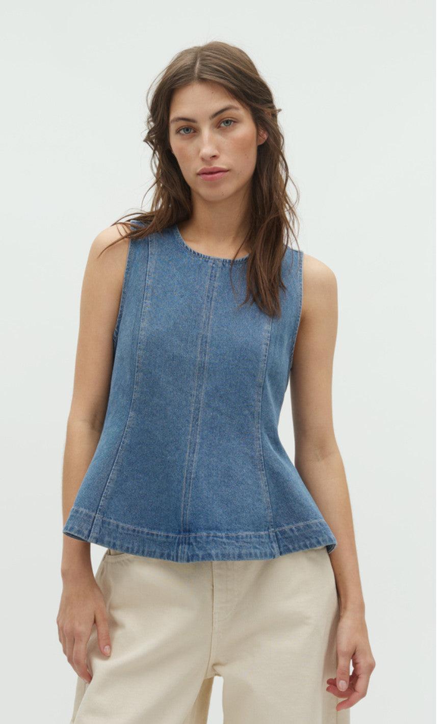 Global Funk Top - Rihne Peplum-G - Midt Vintage Brushing
