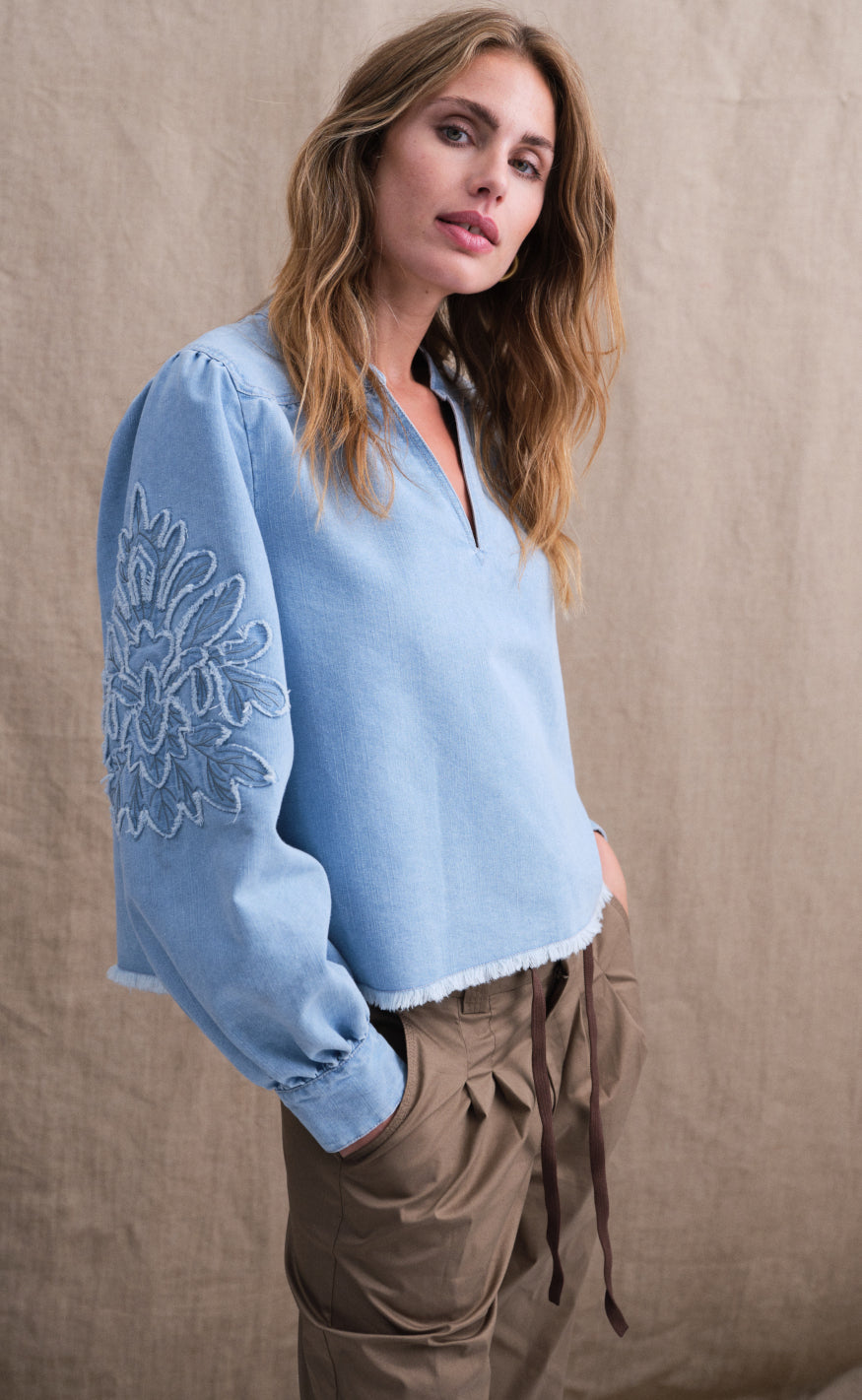 Gossia Bluse - Saloma - Light Blue Denim