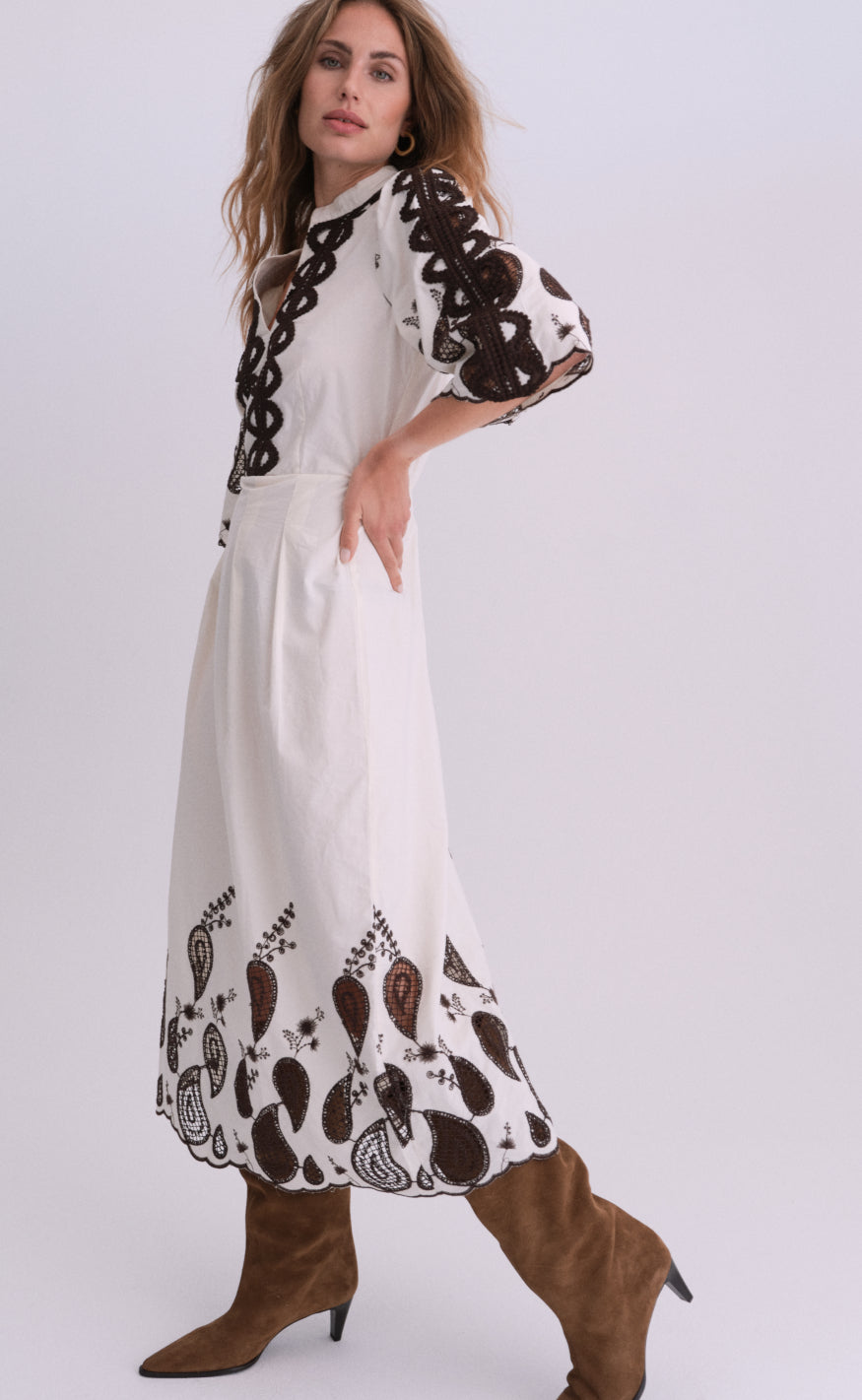 Gossia Kjole - Safina - Creme/Brown