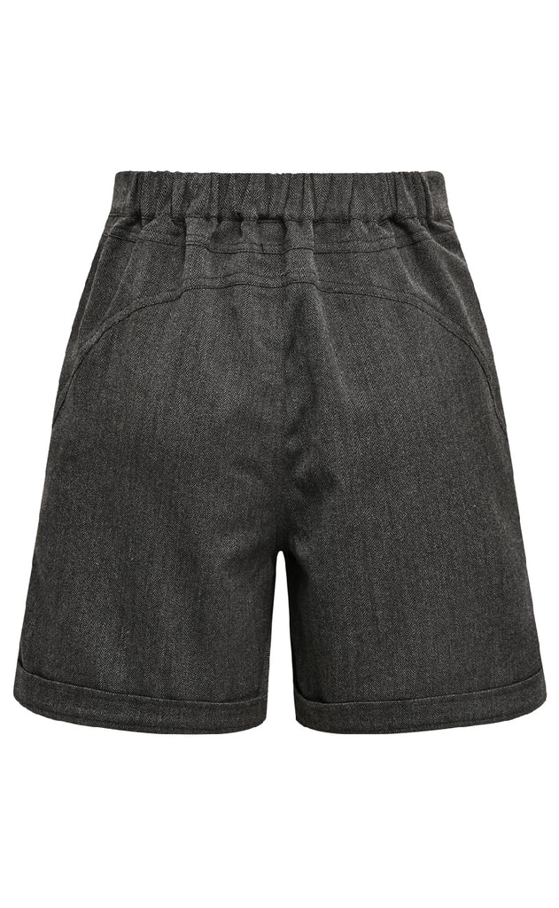 Gossia Shorts - Thilla Herringbone - Black/Grey