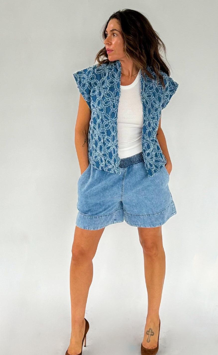 Gossia Vest - Nena - Denim Flowers
