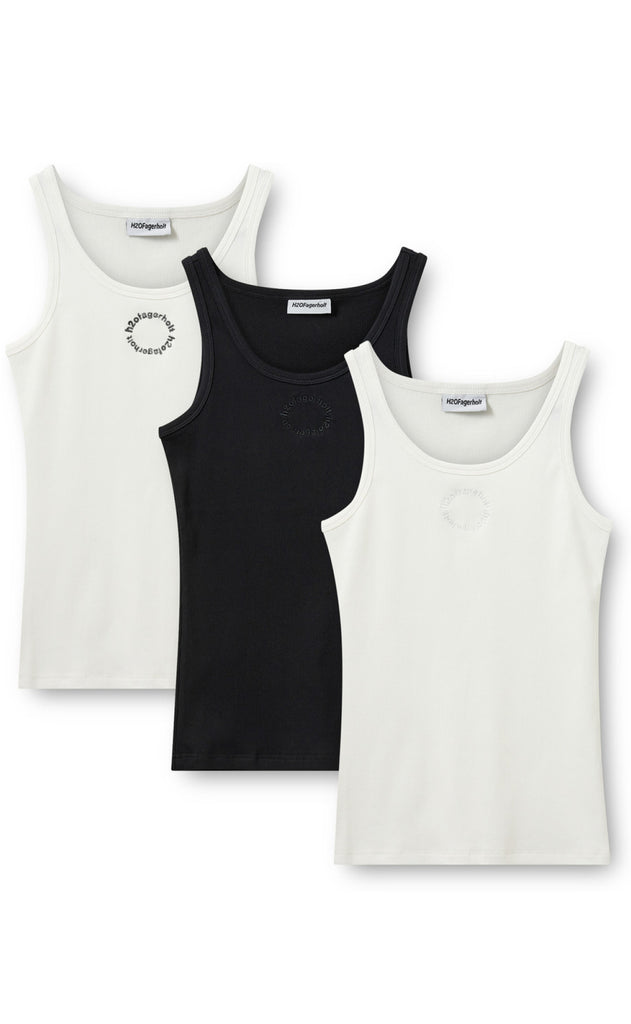 H2O Fagerholt Top - 3 Pack Tank Top - White/Black