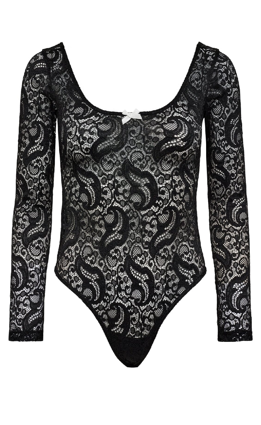 Haute L'Amitié Bodystocking - Summer Lace LS - Black