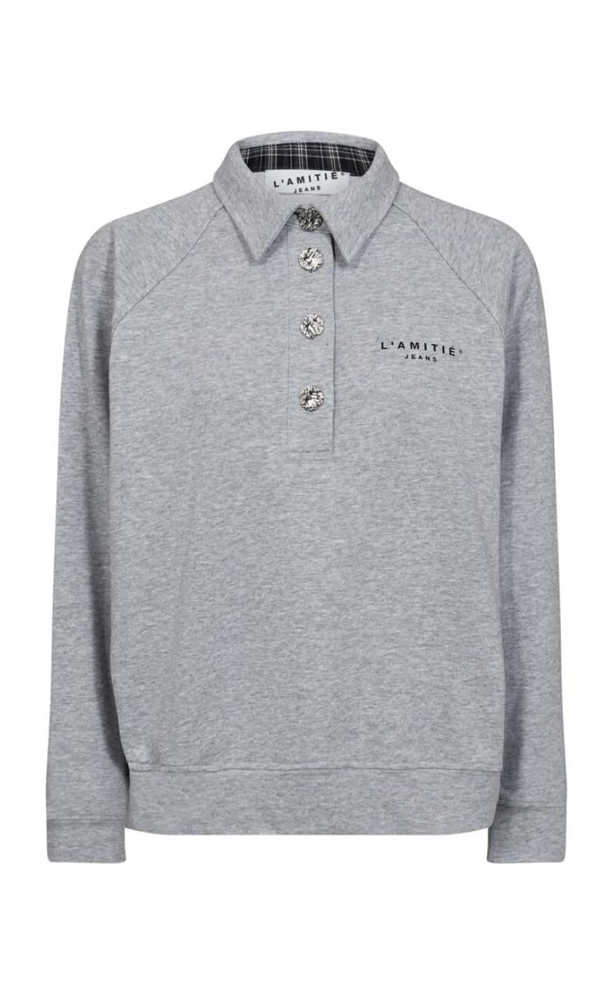 Haute L'Amitié Trøje - Polo Logo - Grey Melange