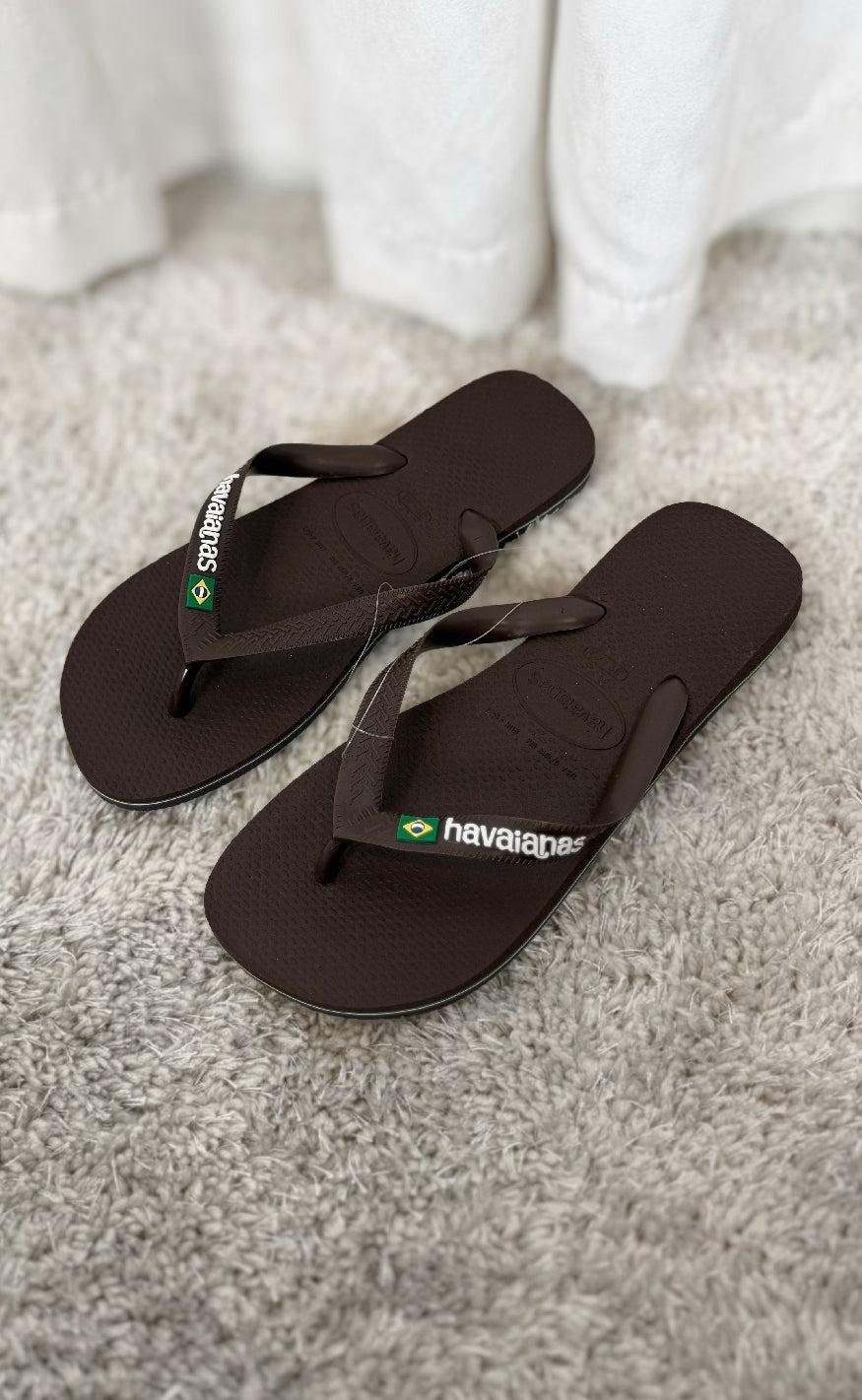 Havaianas Klipklapper / Sandal - Brasil Logo - Brown/White