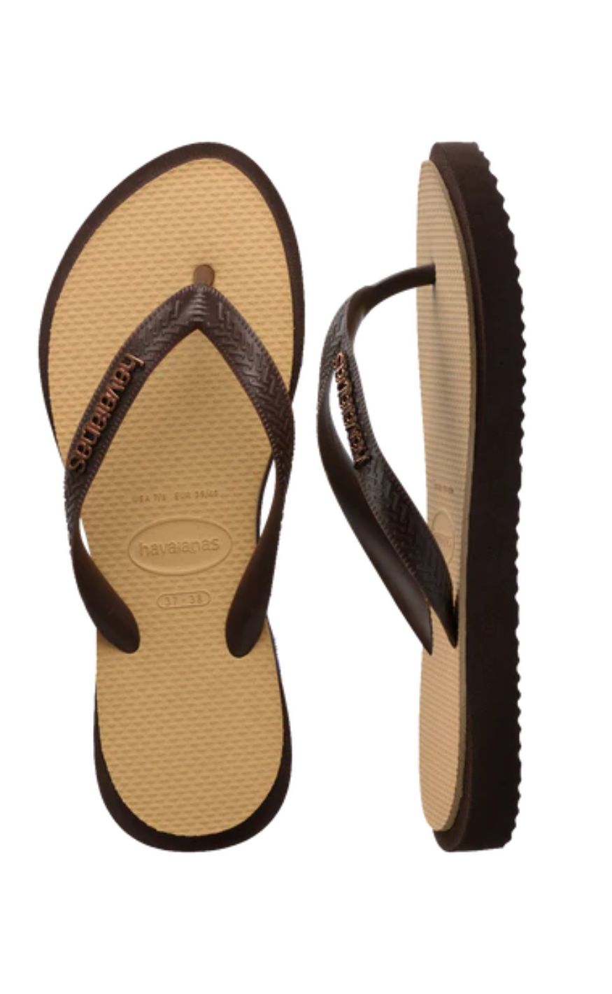 Havaianas Klipklapper / Sandal - Top Point Fusion - Dark Brown/Golden