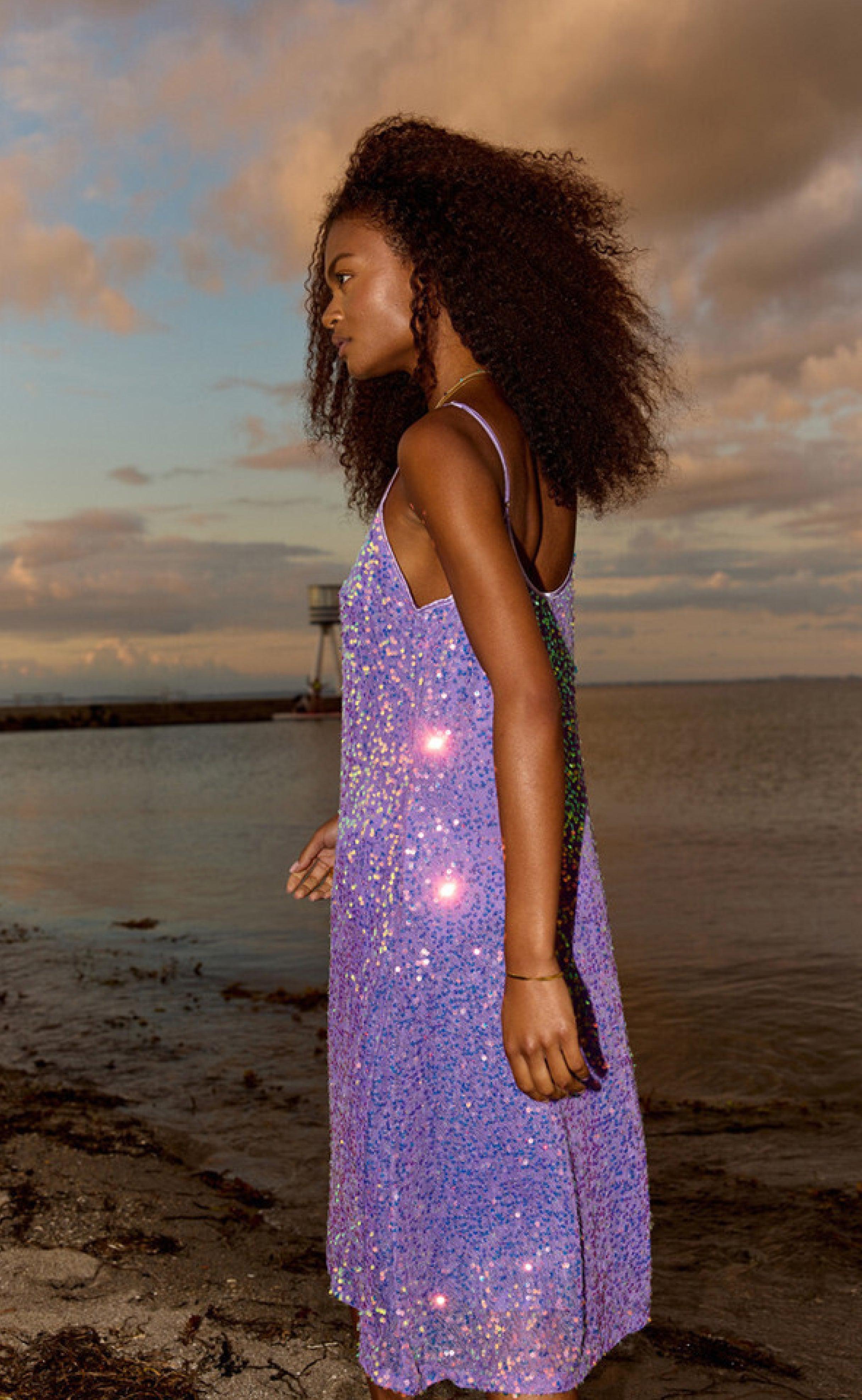 Hunkøn Kjole - Aya Sequin - Purple