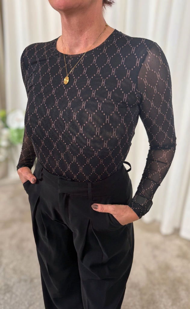 Hype The Detail Bluse - Mesh - Black/brown