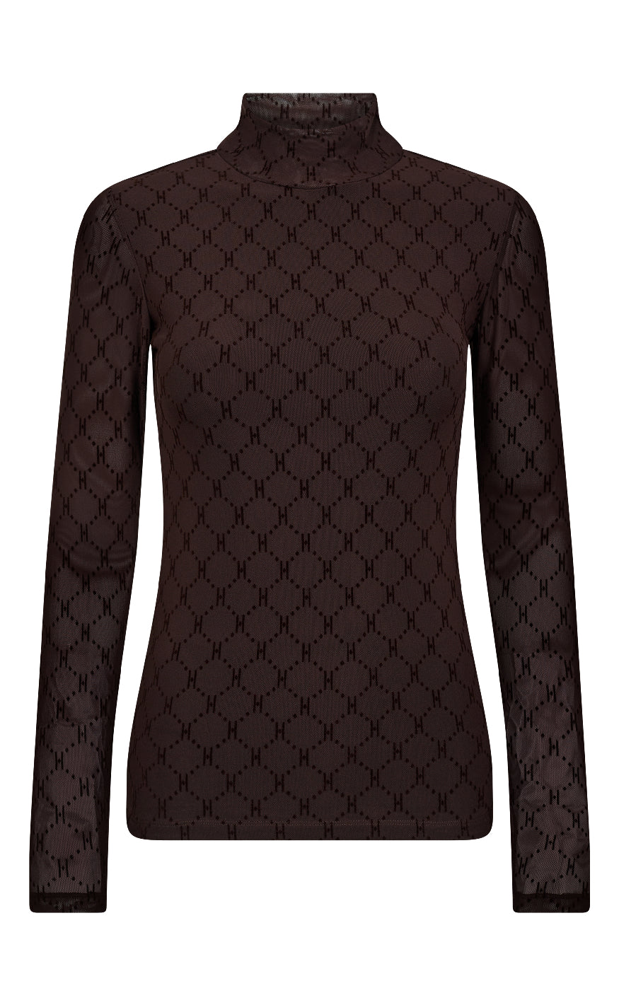 Hype The Detail Bluse - Mesh Turtle Neck - Brown