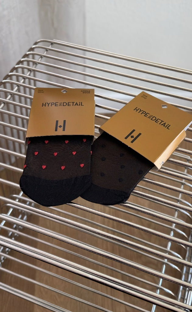 Hype The Detail Strømper - Ankle Heart 30d - Black 6100