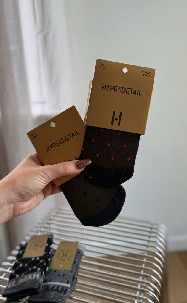 Hype The Detail Strømper - Ankle Heart 30d - Black 6100