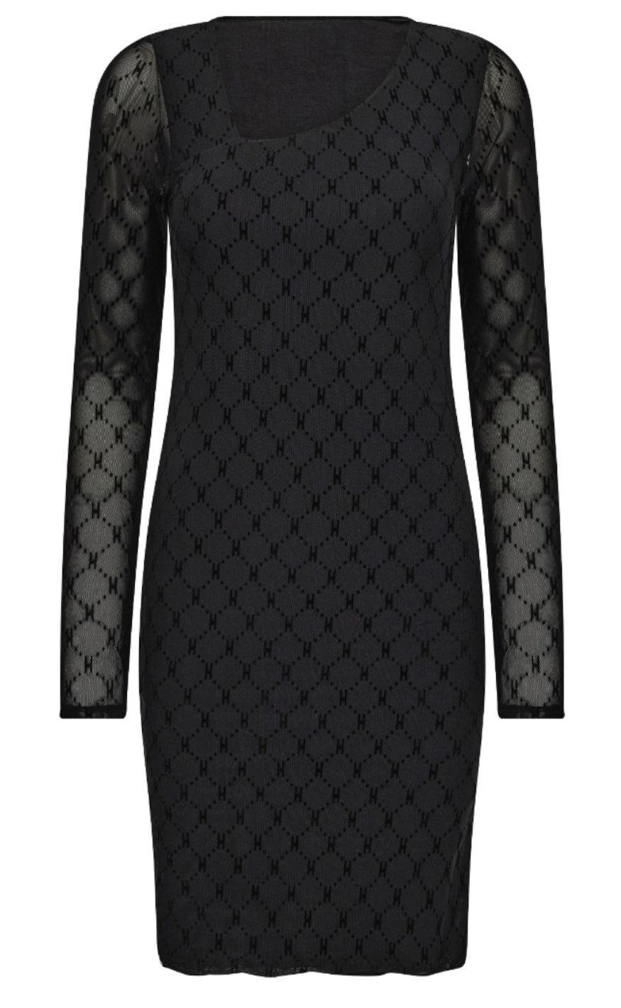 Hype the Detail Kjole - Mesh V-neck - Black