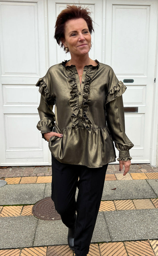 INA Copenhagen Bluse - Frida - Black W. Gold Glitter