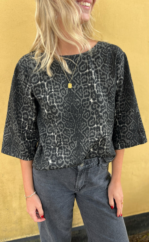 INA Copenhagen Bluse - Lara - Grey Leopard