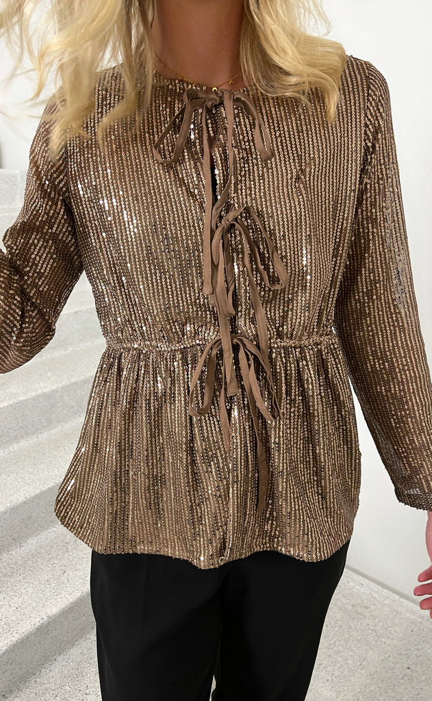 INA Copenhagen Bluse - Petra - Brown Sequin