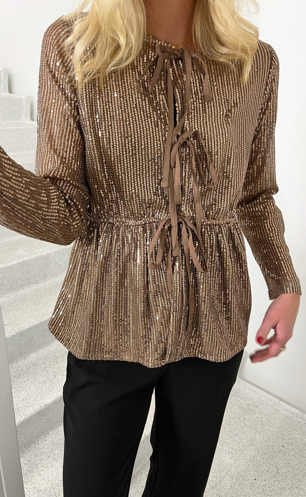 INA Copenhagen Bluse - Petra - Brown Sequin