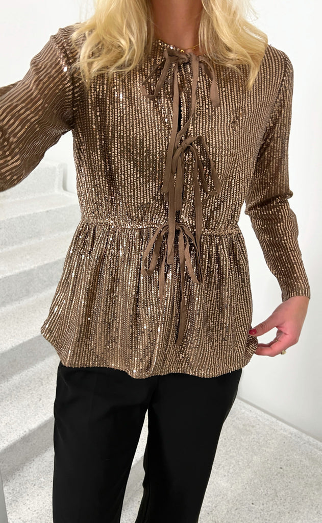 INA Copenhagen Bluse - Petra - Brown Sequin