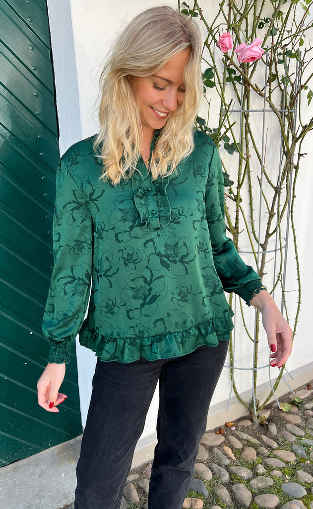 INA Copenhagen Bluse - Pia - Green Flower